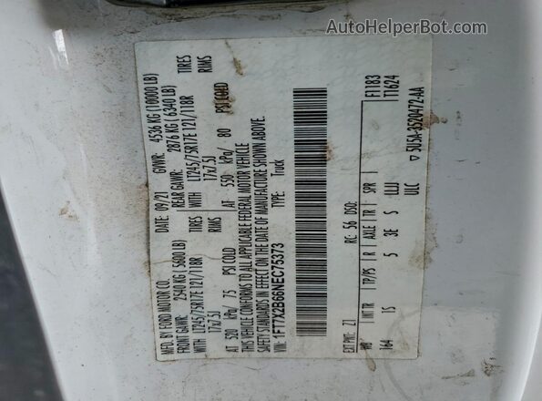 1FT7X2B66NEC75373 2022 FORD F250 White Вид підкапотного простору