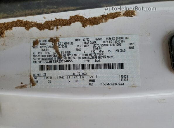 1FT7X2BT2REC54855 2024 FORD F250 White ძრავის განყოფილების ხედი