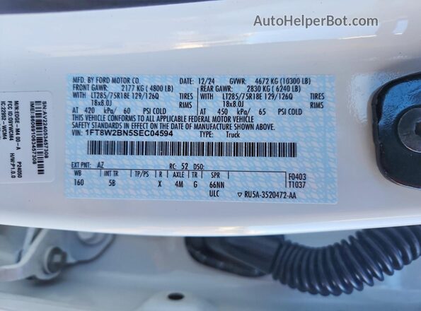 1FT8W2BN5SEC04594 2025 FORD F250 Белый Вид подкапотного пространства