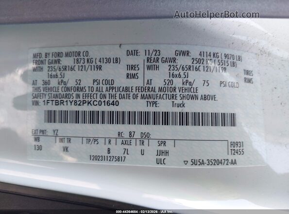 1FTBR1Y82PKC01640 2023 FORD TRANSIT-250 Белый Вид подкапотного пространства