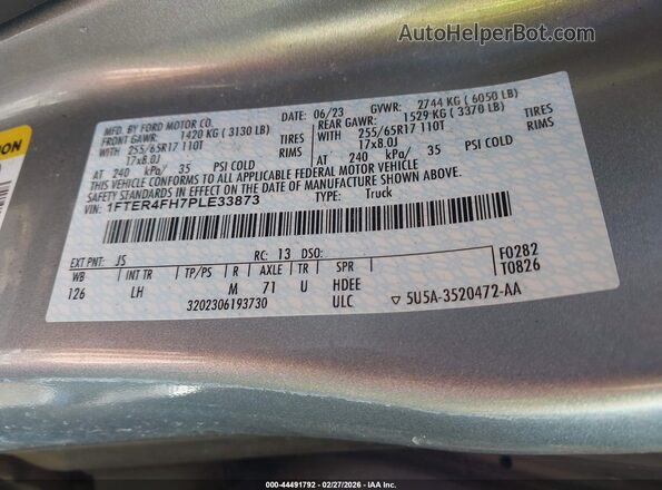 1FTER4FH7PLE33873 2023 FORD RANG Серебряный Вид подкапотного пространства