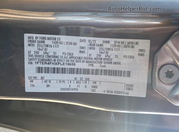 1FTER4FHXPLE19658 2023 FORD RANG Серый Вид подкапотного пространства