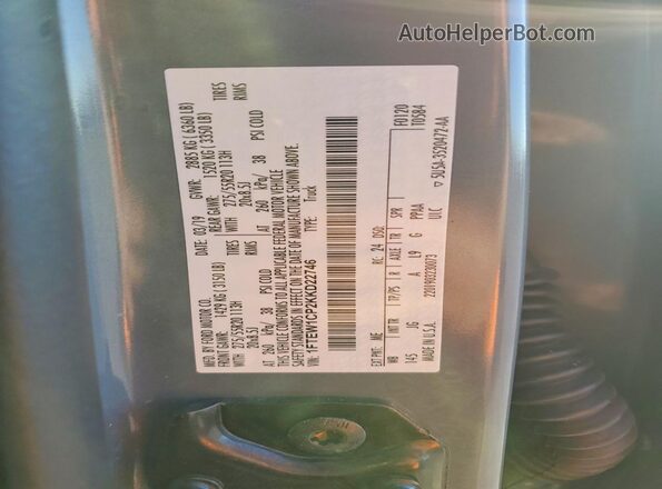 1FTEW1CP2KKD22746 2019 FORD F150 Gray Vista de la etiqueta del VIN