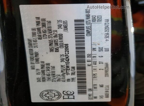 1FTEW1E42KFC20908 2019 FORD F150 Черный Вид подкапотного пространства