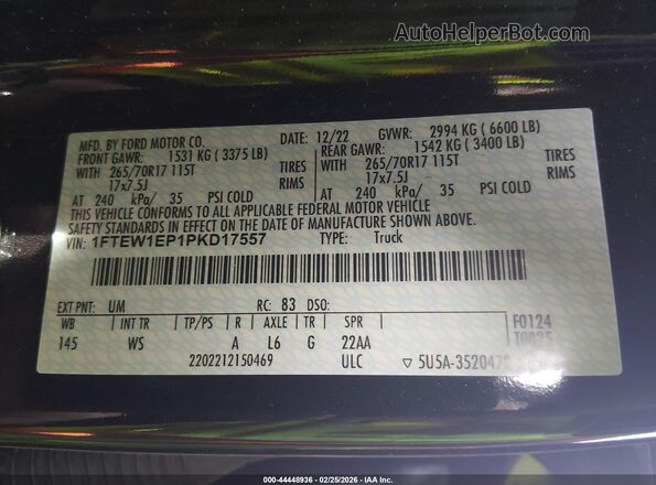 1FTEW1EP1PKD17557 2023 FORD F150 Черный Вид подкапотного пространства