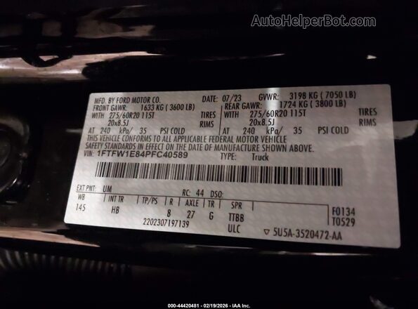 1FTFW1E84PFC40589 2023 FORD F150 Черный Вид подкапотного пространства