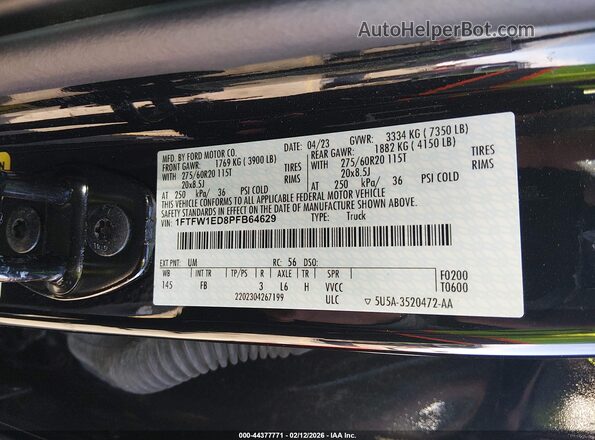 1FTFW1ED8PFB64629 2023 FORD F150 Черный Вид подкапотного пространства