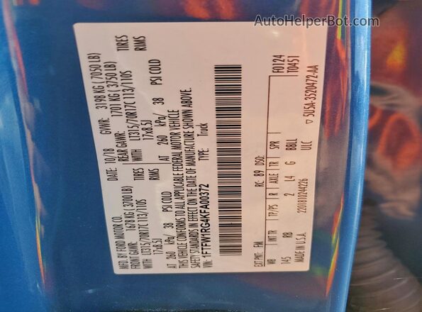 1FTFW1RG4KFA00372 2019 FORD F150 Blue Widok komory silnika