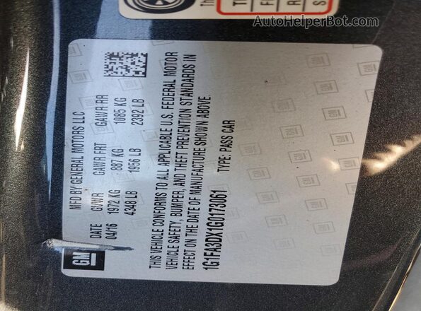 1G1FA3DX1G0173061 2016 CHEVROLET CAMARO Серый Вид подкапотного пространства