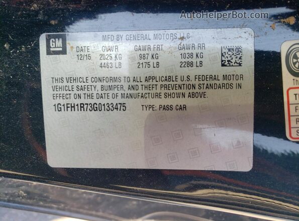 1G1FH1R73G0133475 2016 CHEVROLET CAMARO Черный Вид подкапотного пространства