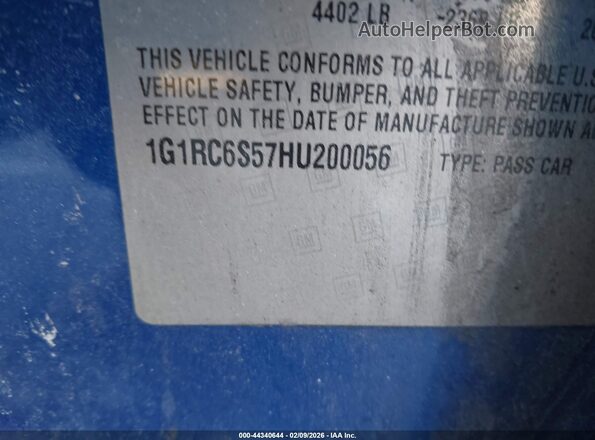 1G1RC6S57HU200056 2017 CHEVROLET VOLT Blue Widok komory silnika