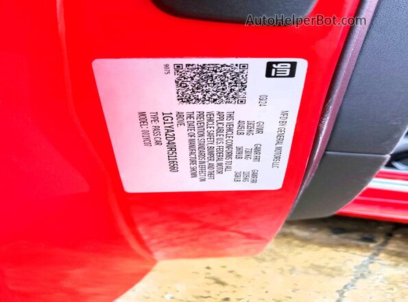 1G1YA2D40R5116560 2024 CHEVROLET CORVETTE Красный Вид наклейки с VIN-кодом