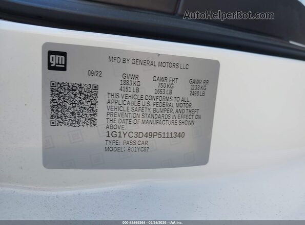 1G1YC3D49P5111340 2023 CHEVROLET CORVETTE Белый Вид подкапотного пространства