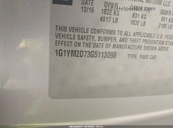 1G1YM2D73G5113098 2016 CHEVROLET CORVETTE Silver Widok komory silnika