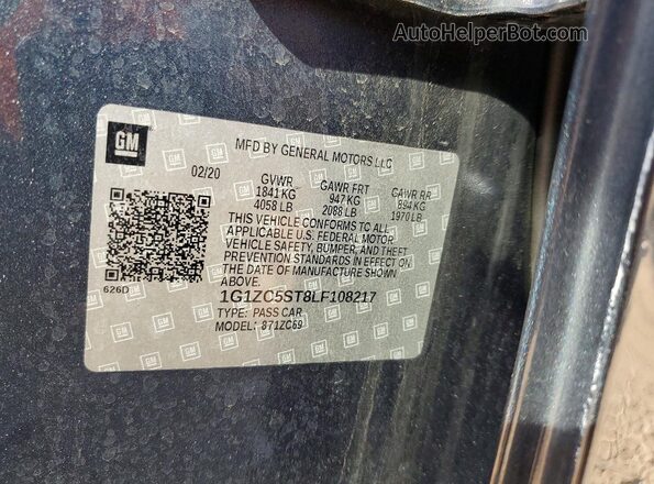 1G1ZC5ST8LF108217 2020 CHEVROLET MALIBU Серый Вид подкапотного пространства