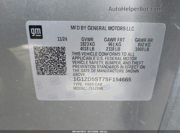 1G1ZD5ST7SF154665 2025 CHEVROLET MALIBU Silver Widok komory silnika