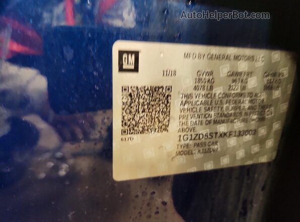 1G1ZD5STXKF133003 2019 CHEVROLET MALIBU Blue ძრავის განყოფილების ხედი