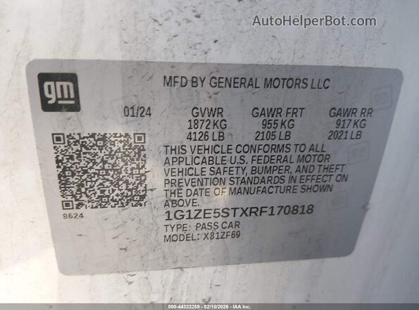 1G1ZE5STXRF170818 2024 CHEVROLET MALIBU Белый Вид подкапотного пространства