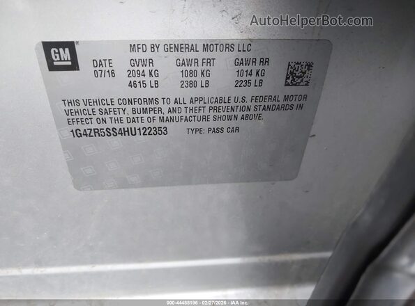 1G4ZR5SS4HU122353 2017 BUICK LACROSSE Silver Вид підкапотного простору