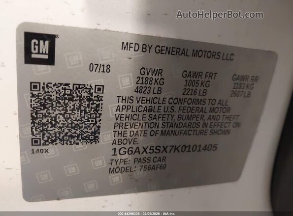 1G6AX5SX7K0101405 2019 CADILLAC CTS  Вид подкапотного пространства