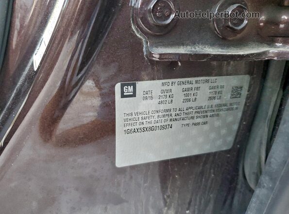 1G6AX5SX8G0109374 2016 CADILLAC CTS Бордовый Вид подкапотного пространства