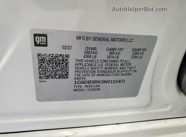 1G6DB5RK0N0115401 2022 CADILLAC CT4 Белый Вид подкапотного пространства