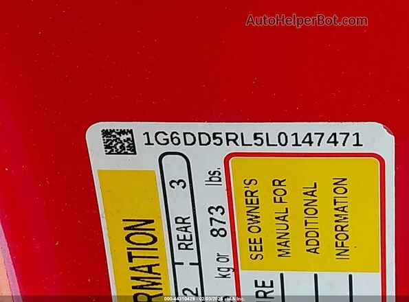 1G6DD5RL5L0147471 2020 CADILLAC CT4 Красный Вид подкапотного пространства