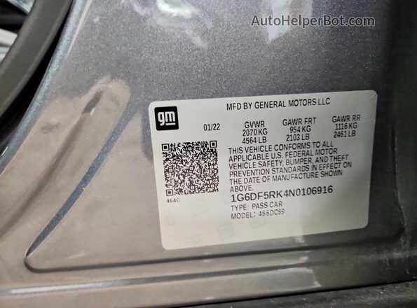 1G6DF5RK4N0106916 2022 CADILLAC CT4 Серый Вид подкапотного пространства