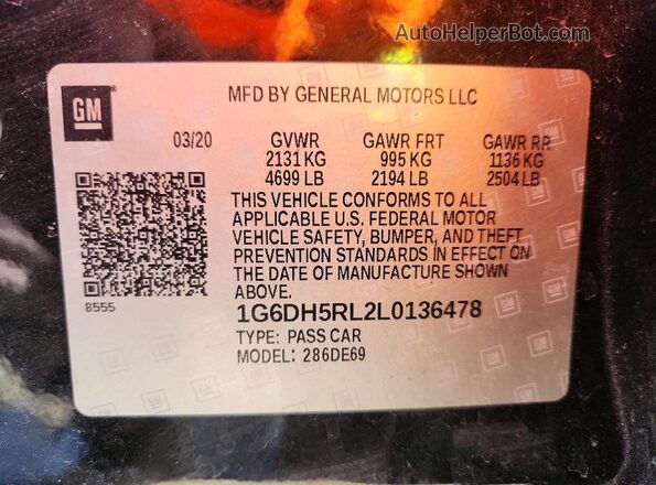 1G6DH5RL2L0136478 2020 CADILLAC CT4 Black Widok komory silnika