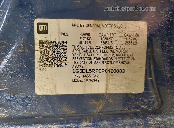 1G6DL5RP0P0460083 2023 CADILLAC CT4 Blue Widok naklejki z numerem VIN
