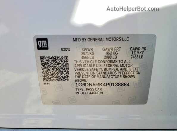 1G6DN5RK4P0138884 2023 CADILLAC CT5 Белый Вид подкапотного пространства