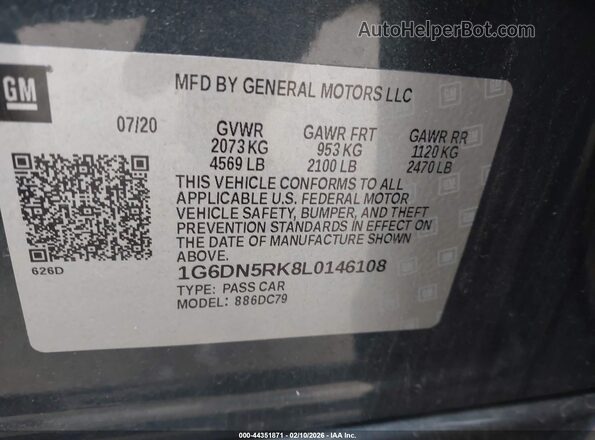 1G6DN5RK8L0146108 2020 CADILLAC CT5 Серый Вид подкапотного пространства