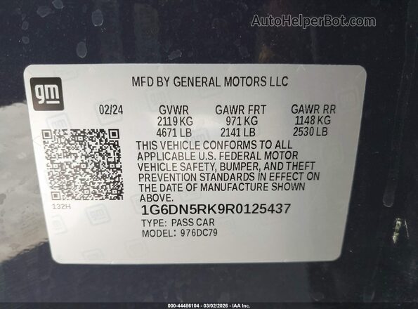 1G6DN5RK9R0125437 2024 CADILLAC CT5 Purple Widok komory silnika
