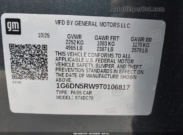 1G6DN5RW9T0106817 2026 CADILLAC CT5 Серый Вид подкапотного пространства