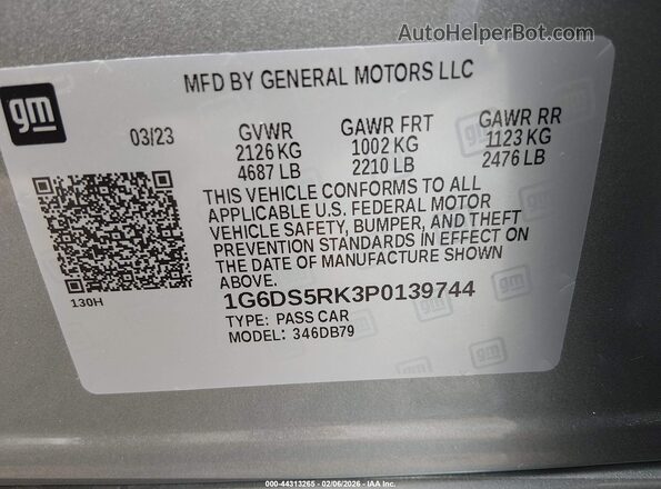 1G6DS5RK3P0139744 2023 CADILLAC CT5 Silver Engine compartment view