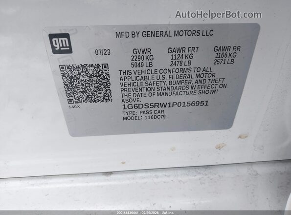 1G6DS5RW1P0156951 2023 CADILLAC CT5 White Widok komory silnika