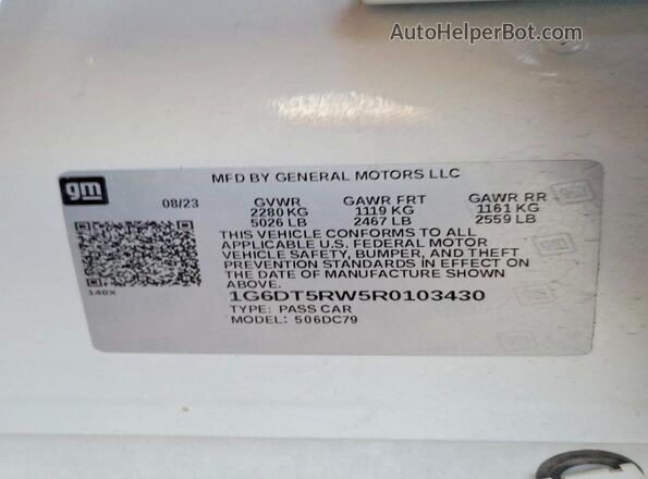 1G6DT5RW5R0103430 2024 CADILLAC CT5 White ძრავის განყოფილების ხედი