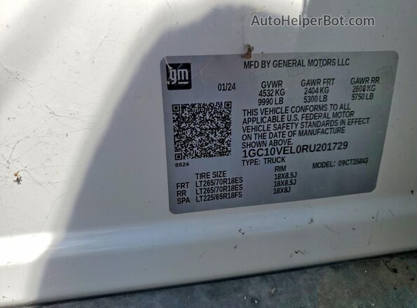 1GC10VEL0RU201729 2024 CHEVROLET SILVERADO White Вид підкапотного простору