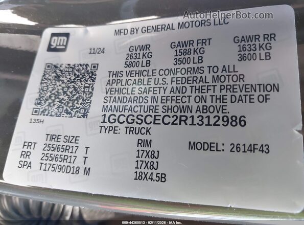 1GCGSCEC2R1312986 2024 CHEVROLET COLORADO Коричневый Вид подкапотного пространства