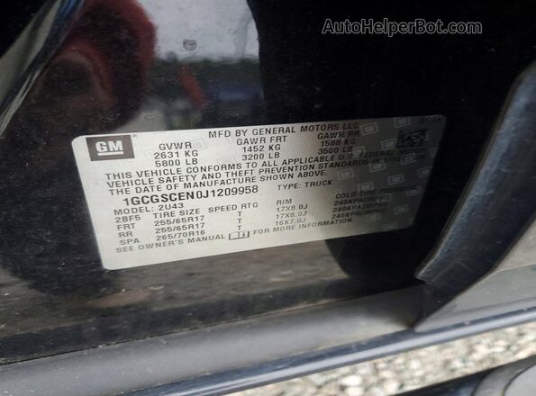 1GCGSCEN0J1209958 2018 CHEVROLET COLORADO Черный Вид подкапотного пространства