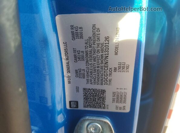 1GCGTCEN7N1310126 2022 CHEVROLET COLORADO Синий Вид подкапотного пространства