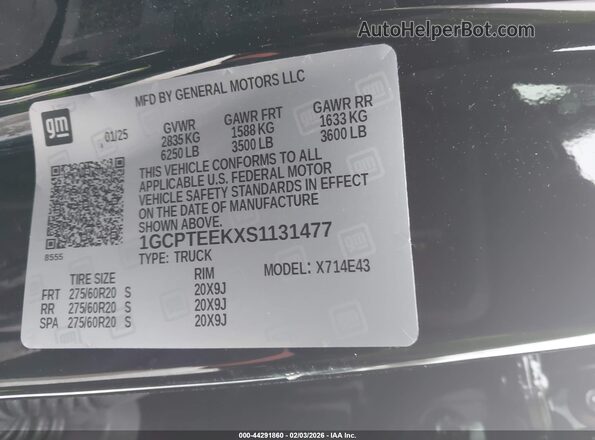 1GCPTEEKXS1131477 2025 CHEVROLET COLORADO Черный Вид подкапотного пространства