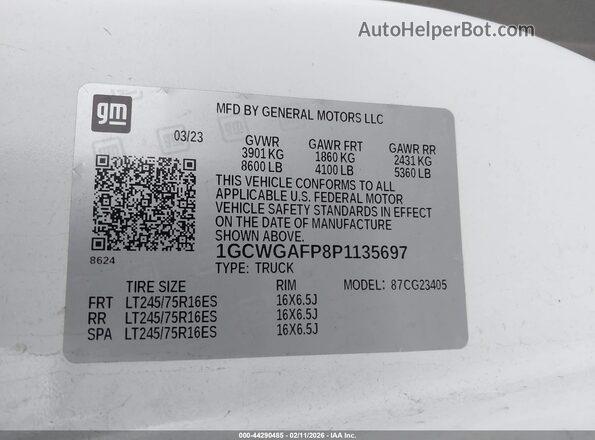 1GCWGAFP8P1135697 2023 CHEVROLET EXPRESS White Вид підкапотного простору