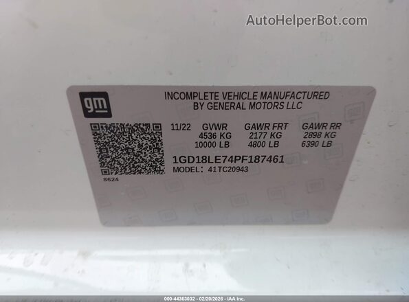 1GD18LE74PF187461 2023 GMC SIERRA White Vista del compartimento del motor