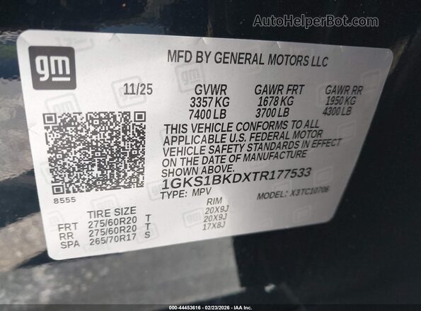 1GKS1BKDXTR177533 2026 GMC YUKON Черный Вид подкапотного пространства