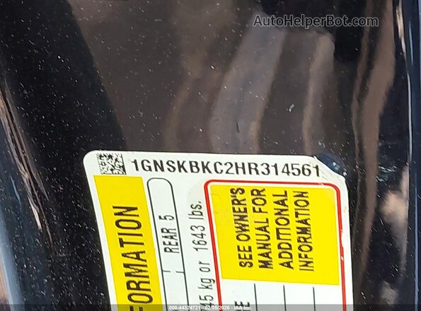 1GNSKBKC2HR314561 2017 CHEVROLET TAHOE Черный Вид подкапотного пространства