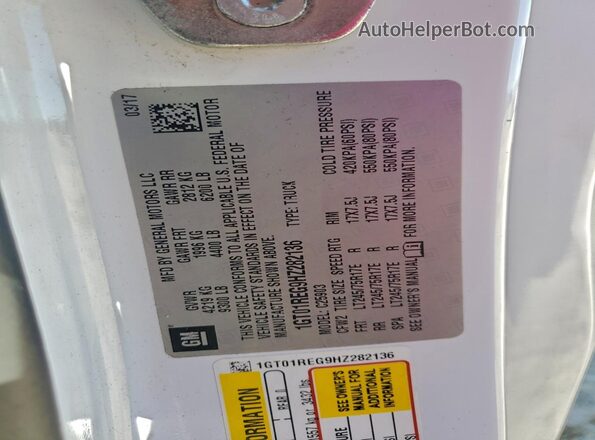 1GT01REG9HZ282136 2017 GMC SIERRA Белый Вид подкапотного пространства