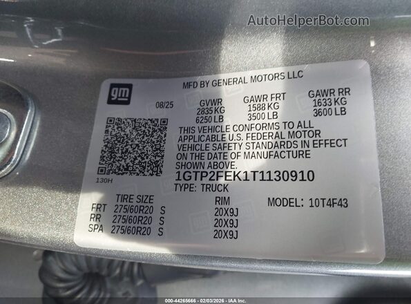 1GTP2FEK1T1130910 2026 GMC CANYON Серебряный Вид подкапотного пространства