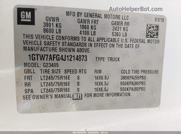 1GTW7AFG4J1214873 2018 GMC SAVANA 2500 Красный Вид подкапотного пространства