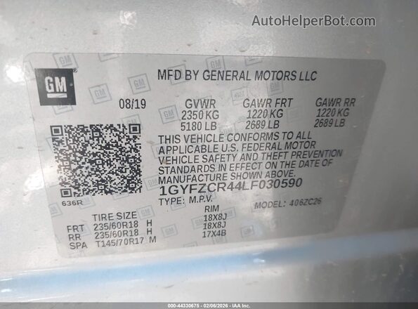 1GYFZCR44LF030590 2020 CADILLAC XT4 Silver Vista del compartimento del motor